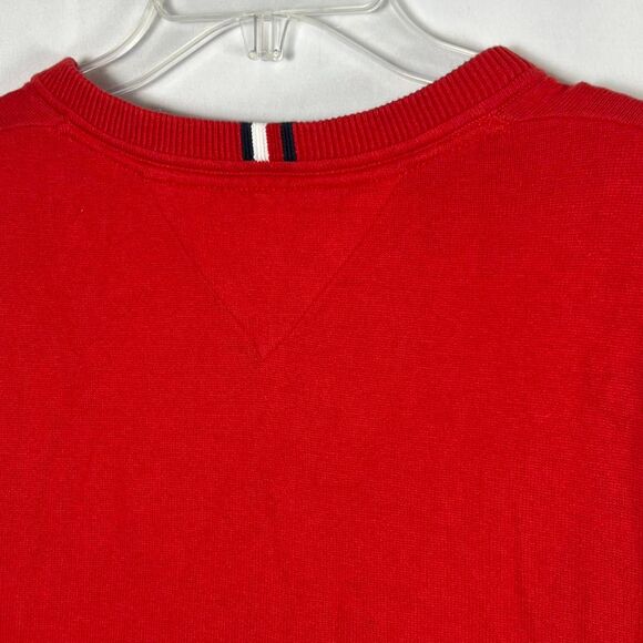 Vintage Y2K Tommy Hilfiger Red 100% Cotton V-Neck Sweater (XL) - Picture 3 of 5